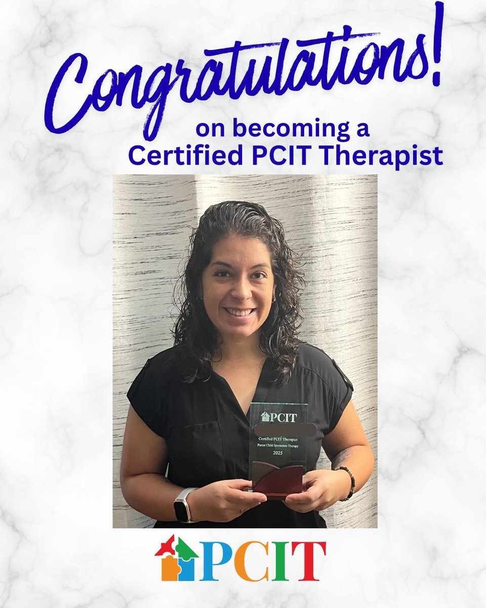 PCIT_Inc's tweet image. Saturday Spotlight: Congratulations to Korinne on becoming a Certified PCIT Therapist. We would love to help you accomplish your goal of Certification in PCIT. Come train with us at one of our upcoming trainings! parentchildinteractiontherapy.com/upcoming-pcit-…