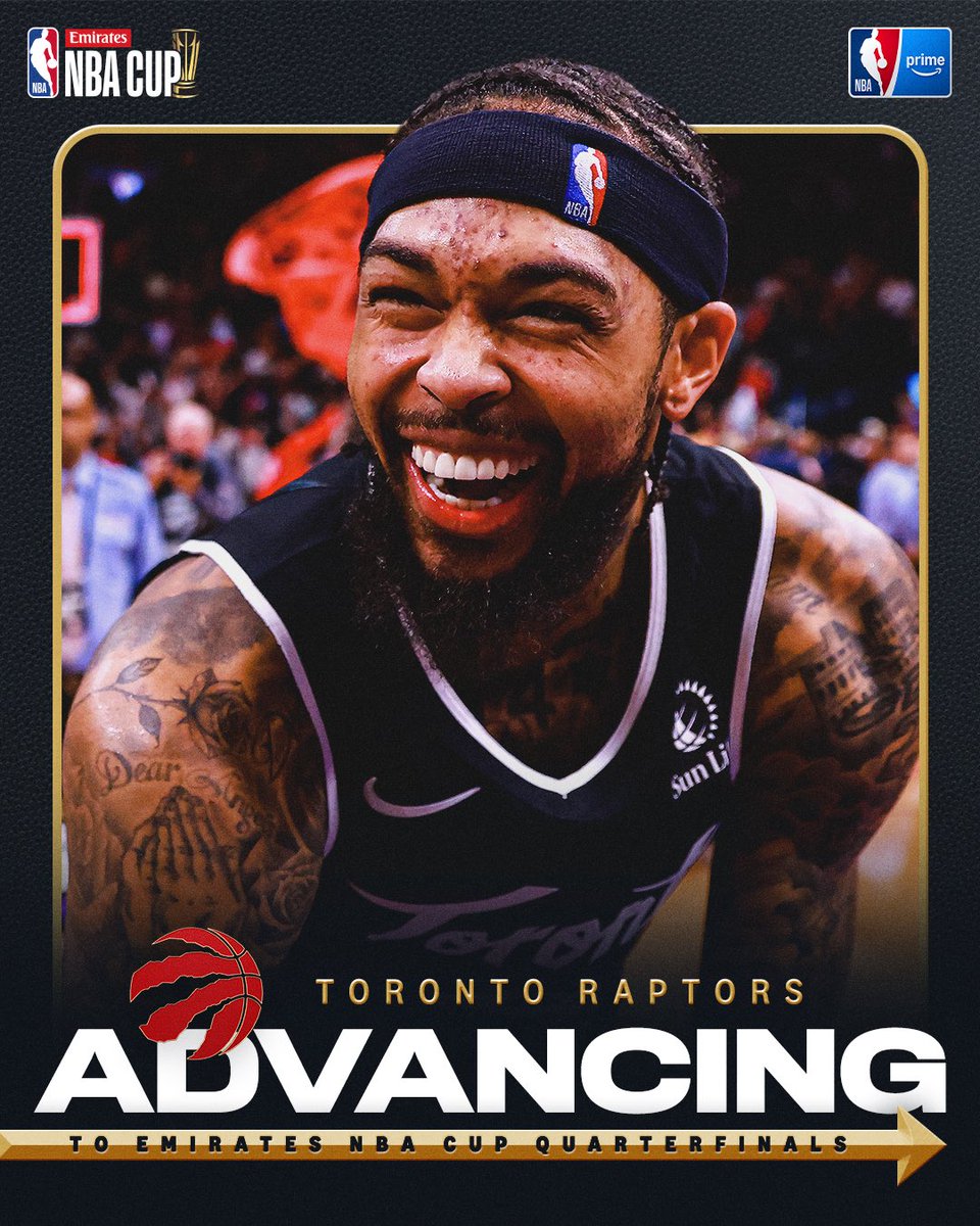 NBAonPrime's tweet image. The Raptors became the first team to clinch their group and advance to the Emirates NBA Cup Knockout Round 👏