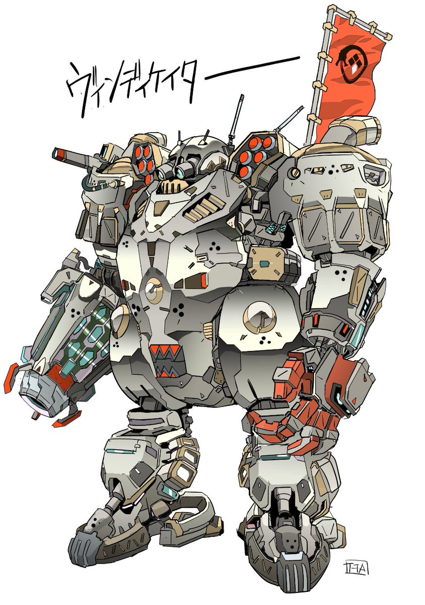 TTA_bb_dann's tweet image. ヴィンディケーター再掲。先日のウォーハンマー同様に、色指定のレイヤーの再度を落としてグレーのグラデを重ねてみる。ムズイ。
#バトルテック
#battletech
#MechWarrior
#俺メックお手軽派生型