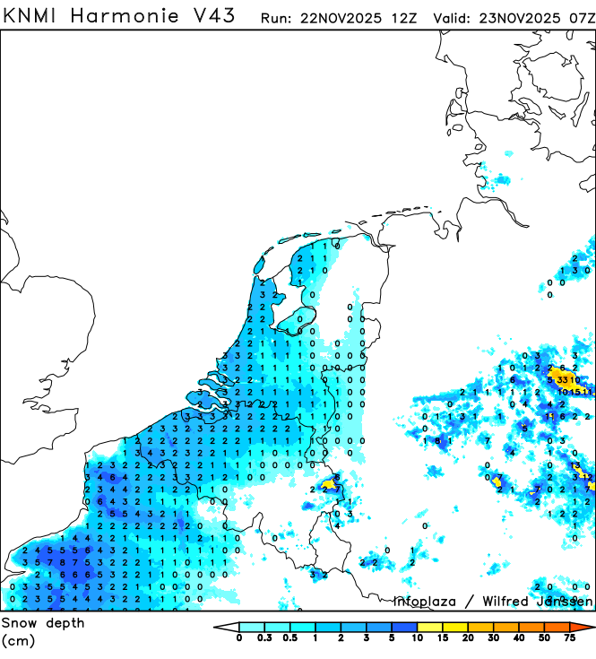 ❄️ Komende nacht volgt vanuit het westen (natte) #sneeuw! Plaatselijk kan deze blijven liggen en voor #gladheid zorgen. Wellicht is het in de vroege zondagochtend hier en daar even wit! ❄️