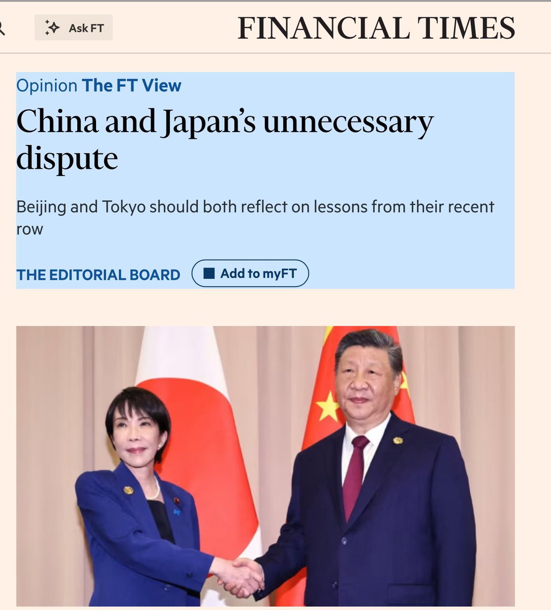 The China-Japan row isn’t “unnecessary. ”

It is an inevitability.

Japan never apologized for its genocidal crimes against China over decades in WW2.

Japan is now provoking China over Taiwan.

The biggest lesson of this row is that Japan should close its 100 U.S. military bases