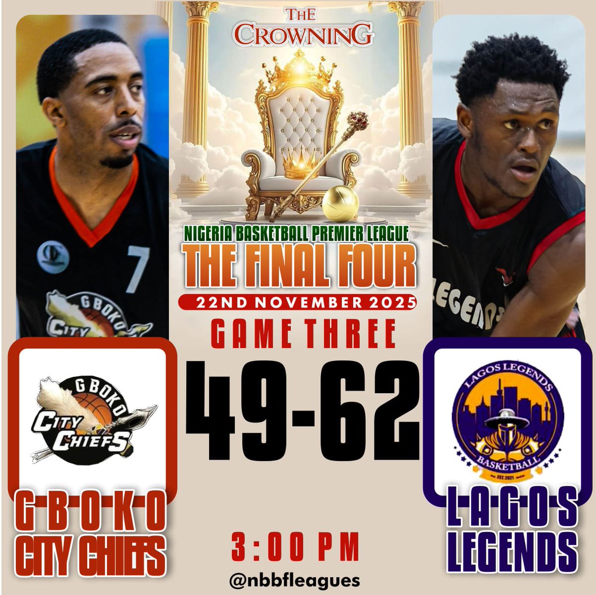 Queenjohn4's tweet image. Lagos Legends pick their second consecutive win in the final 4 

#NPBLFinal4 
#TheCrowning