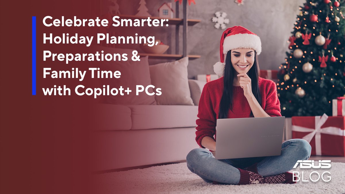 ASUS's tweet image. Plan, cook, create, and stream with ease. Click the link below to learn how ASUS Copilot+ PCs use AI to make every holiday task — from organizing travel to choosing gifts — smarter and more fun.
asus.click/25-41-sb-x_feed

#ASUSBlog
#holidays2026 #christmasideas #christmasplanning