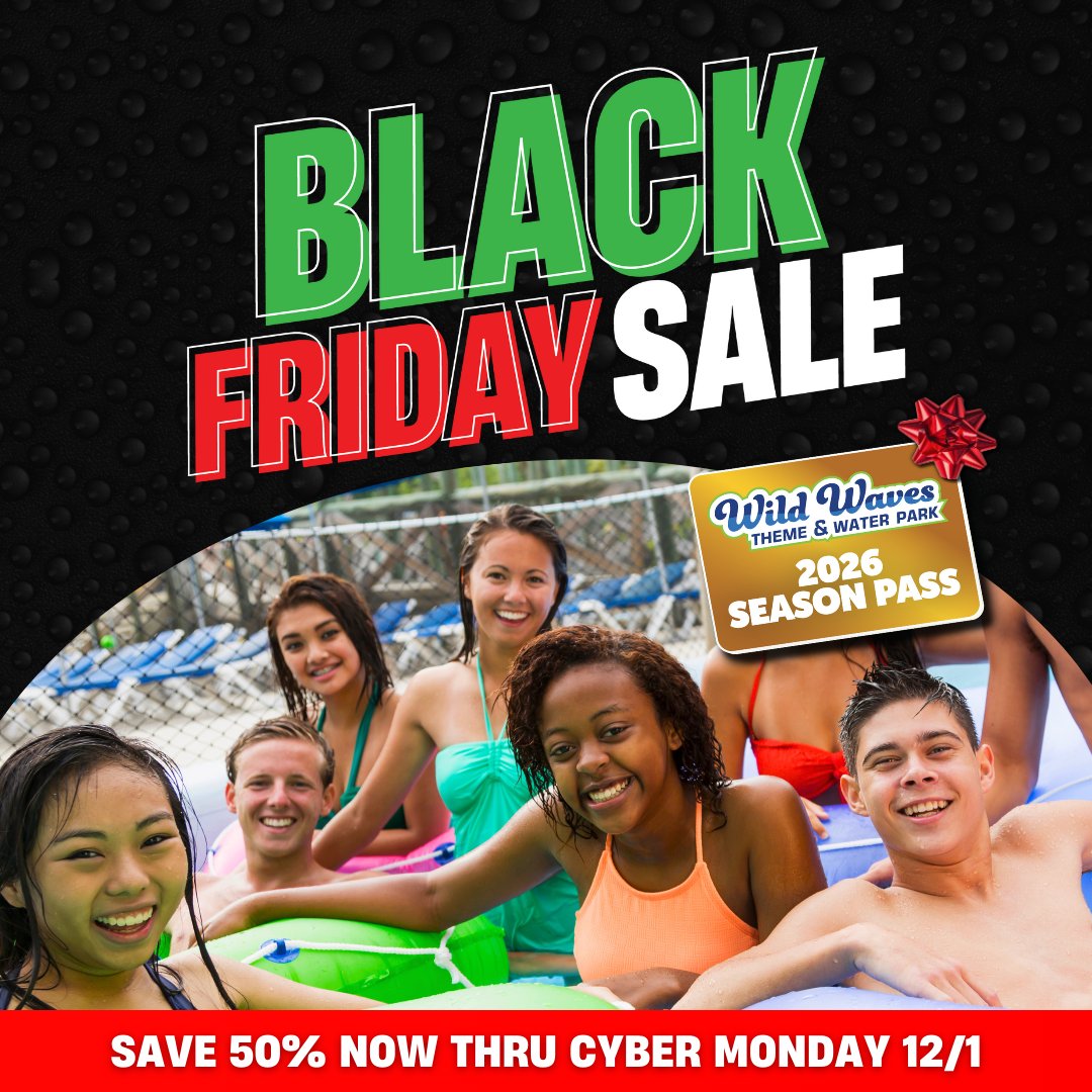 🔥 Black Friday Alert! 🔥
Your whole Wild Waves summer = $67.99 😎
Or 9 easy monthly payments of $7.55 💸

Unlimited rides, slides, and sunshine 🌊🎢☀️
Sale won’t last — grab yours now at WildWaves.com!

#WildWaves #BlackFridaySale #Only67 #SeasonPassSale #SummerLoading