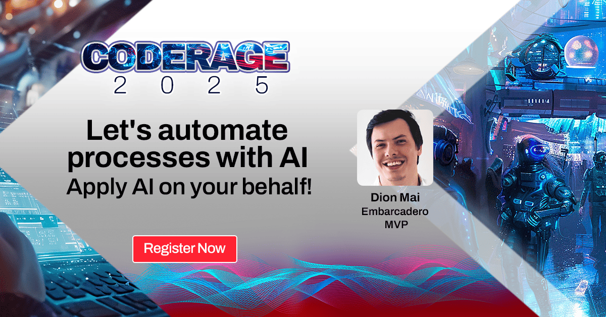 EmbarcaderoTech's tweet image. AI isn’t just for chat—let it automate your workflows. 🤖⚙️
Join Dion Mai at #CodeRage2025 to explore real-world patterns and architectures for orchestrating agents that trigger actions and deliver value without overhauling your stack.

Register now: tinyurl.com/CodeRage-2025-……