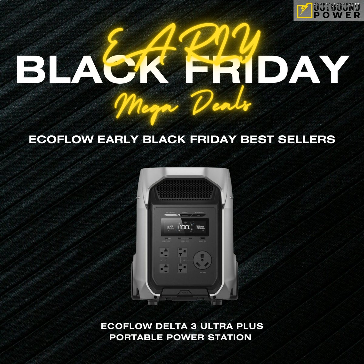 OutboundPower's tweet image. Black Friday came early—and the EcoFlow heavy hitters are already leading the charge. ⚡️

Big power. Bigger savings. Limited early-bird stock—once they’re gone, they’re gone.

#EcoFlow #BlackFridayDeals #OutboundPower #PowerIndependence #OffGridReady #BackupPower