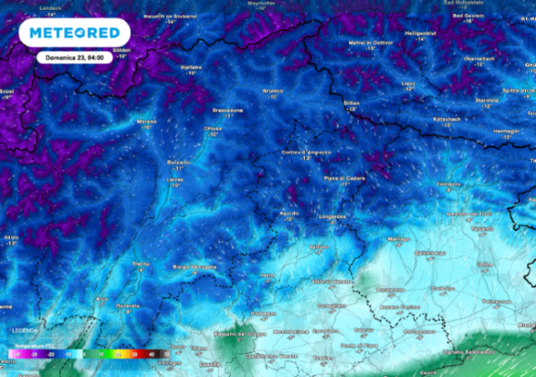 Notte glaciale sulle Alpi. 🏔️

Punte di -15 °C 🌡️ in #ValPusteria mentre -12 °C 🌡️ nel resto del #Trentino. 🥶

🌏 Mappe #meteo previsionali: ilmeteo.net/mappe-meteorol…