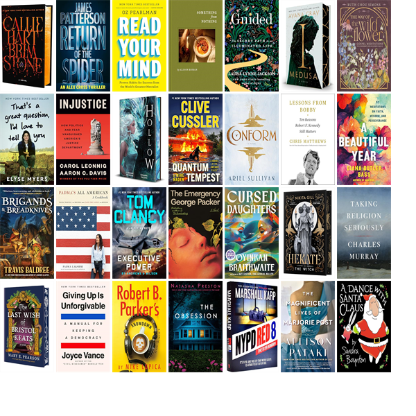 This week the Denton Public Library has 124 new books.  New items include Brimstone, Return of the Spider, Read Your Mind, Something from Nothing, Guided, Heart the Lover, The Way of the Wildflower, Injustice, Hollow, Clive Cussler, and Conform. wowbrary.org/nu.aspx?p=2047…