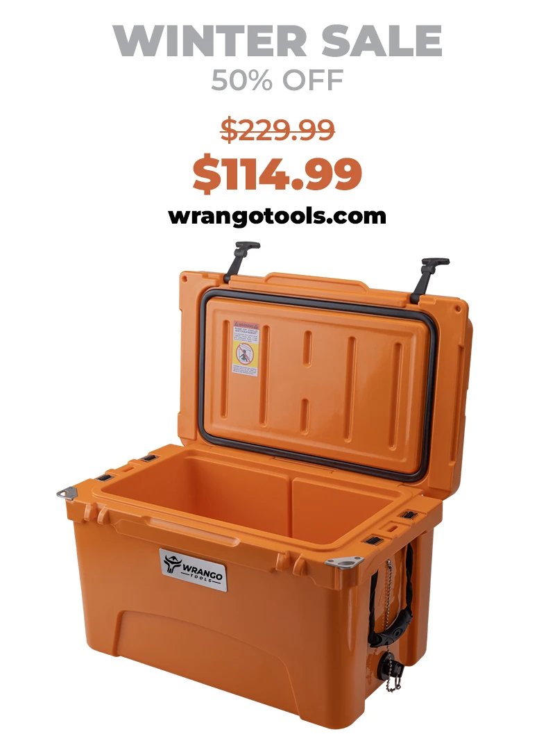 WrangoTools's tweet image. 50% off all roto-mold coolers. They can hold ice up to 7 days, and are almost indestructible. The drain plug with attached metal cord is nice so you don&apos;t lose the plug. The 45Q is on sale for $114.99 - Amazing deal until we sell out! Only about 100 left!  #camping #overlanding