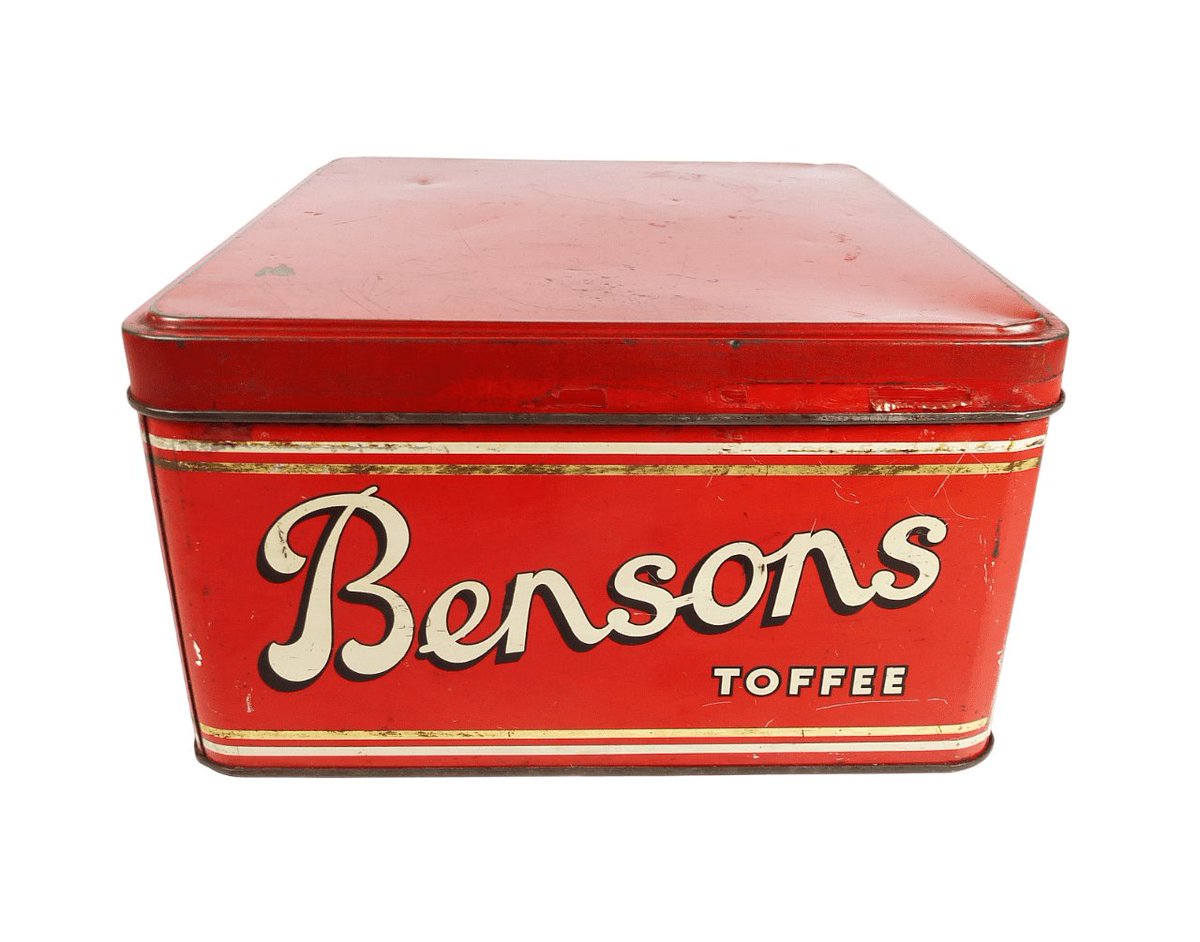 retonthenet's tweet image. Vintage #Bensons #SomethingGood #Bury Lancashire Toffee 7lb Tin Royal Gala 1950s Large Shop Display
 share.google/YLKwCuWgDqW94G…