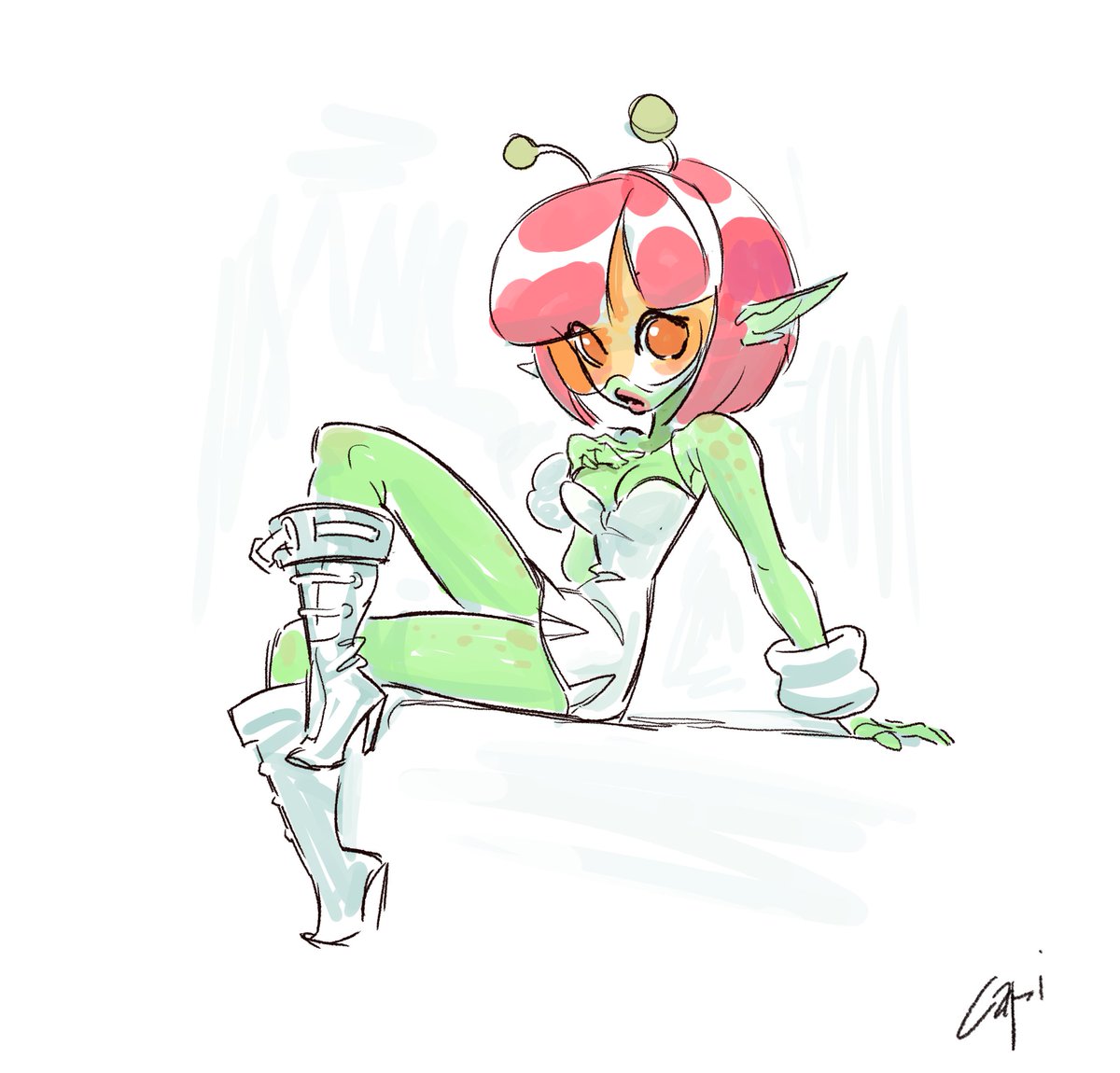 Capi974's tweet image. mandatory alien girl sketch