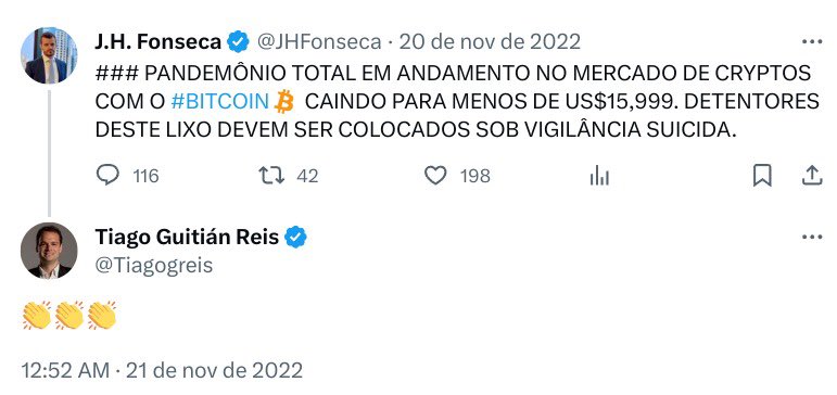 namcios's tweet image. Os críticos são sempre os mesmos.

Eles nos lembram que é hora de comprar a cada fundo que o bitcoin faz.

E sempre em um fundo mais alto que o anterior. 

Porque esse é o poder do bitcoin.

∞/21M