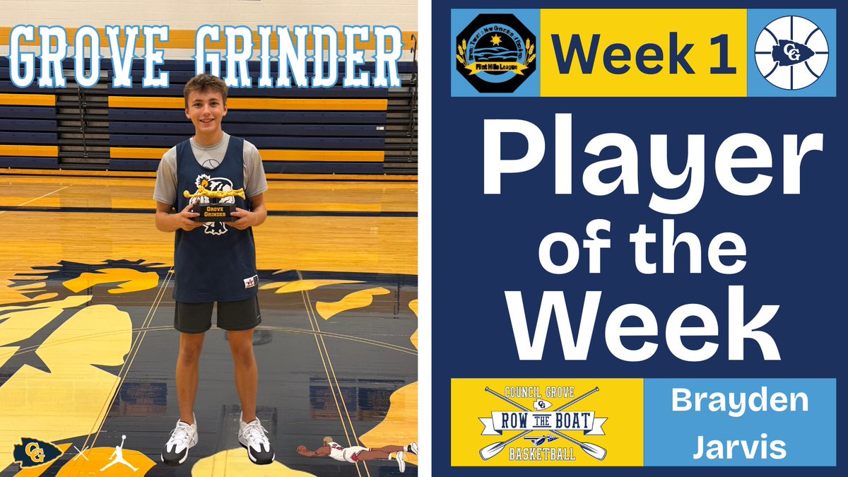 The Grove Grinder is a weekly award given out to the player who leaves it all out there on the floor, every practice, every game, in everything they do. Congratulations to our Week 1 Grove Grinder, Brayden Jarvis! He led the team in floor burns this week at practice. #RowTheBoat