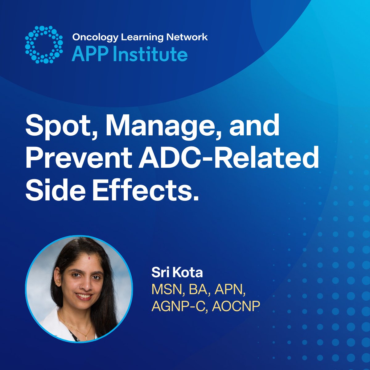 OncLearnNetwork's tweet image. The patient says they feel fine. You notice what they don’t. A cough that changes. Fatigue that runs deeper.

At #OLNAPPInstitute, Sri Kota shares practical ways to identify &amp;amp; manage ADC toxicities early so care stays on track.
hubs.ly/Q03VlRrR0

#OncologyAPPs #APPeducation