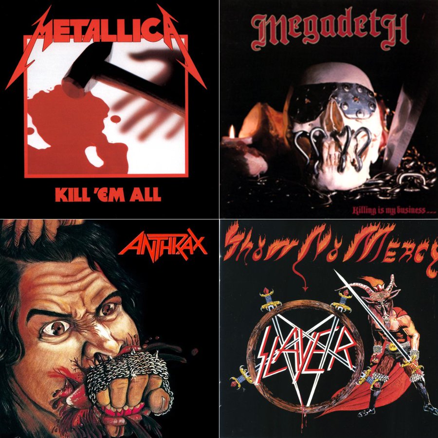 Which of these 4 thrash metal debut albums would you choose?