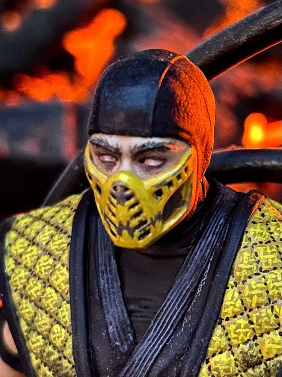 patrickjesson's tweet image. I took new pictures of my repaint of the McFarlane Toys Scorpion with a different background #mortalkombat #mkkollective #mcfarlanetoys #scorpion #customactionfigures
