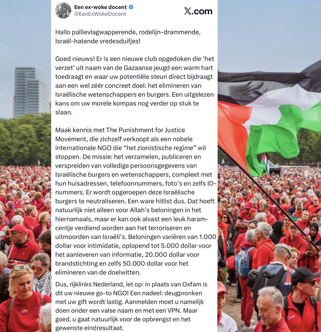 EenExWokeDocent's tweet image. Gisteren schreef ik onderstaande tweet over de walgelijke dodenlijst die online was geplaatst door anti-zionisten. U weet wel: die super hippe griezelkliek, waar iedereen die tegenwoordig “meetelt” zo ontzettend graag bij wil horen. Die gemaskerde club waarvan het lidmaatschap…