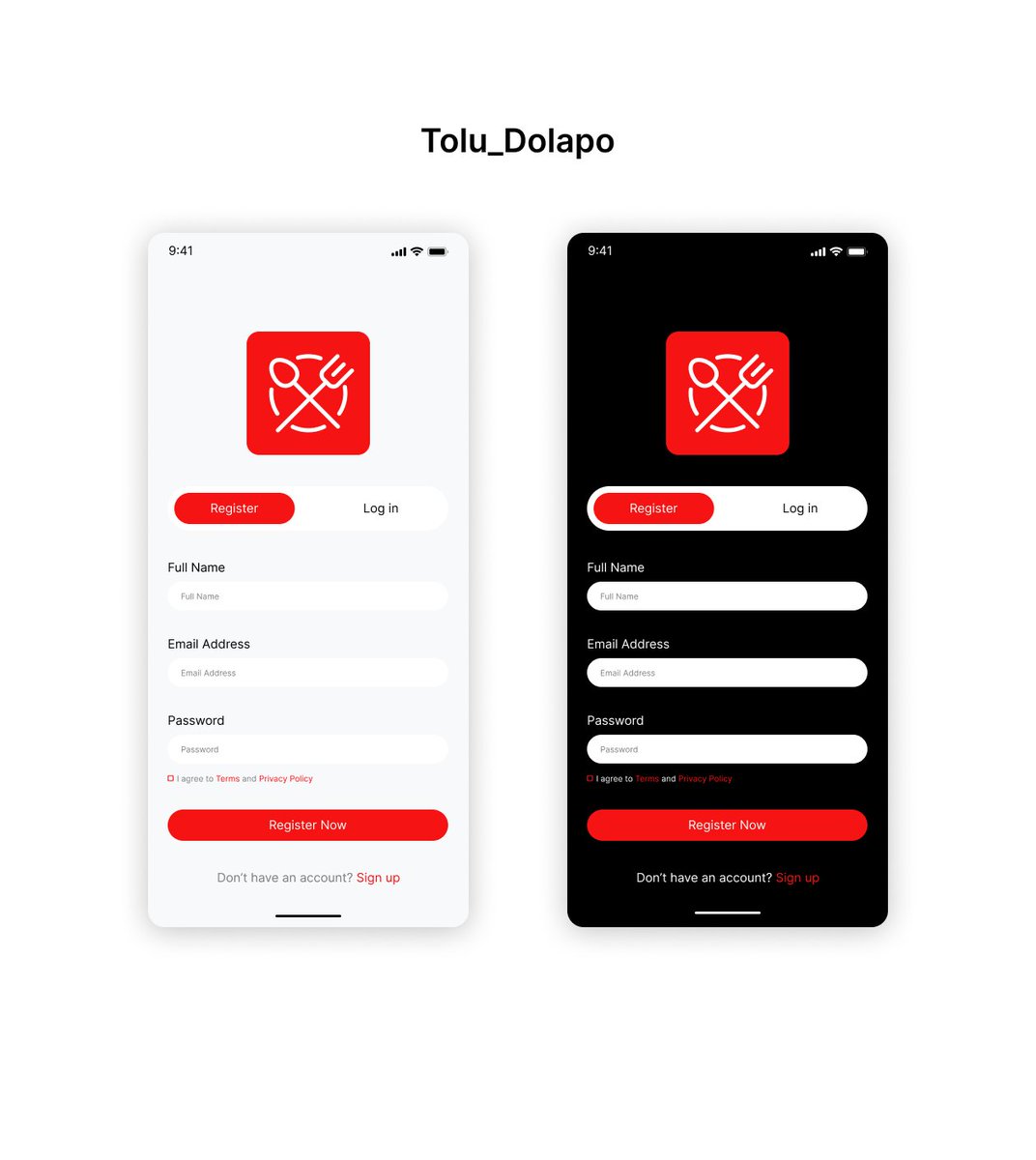 Toluwanimie456's tweet image. Day 22/30 Login/Sign Up for a food delivery app
Kept it bold, clean, and fast, just like the experience should feel.
Light + Dark mode from the start, simple forms, strong CTAs.
First impressions matter.
#30DaysOfUI #UIUX #DailyDesign #MobileDesign #ProductDesign