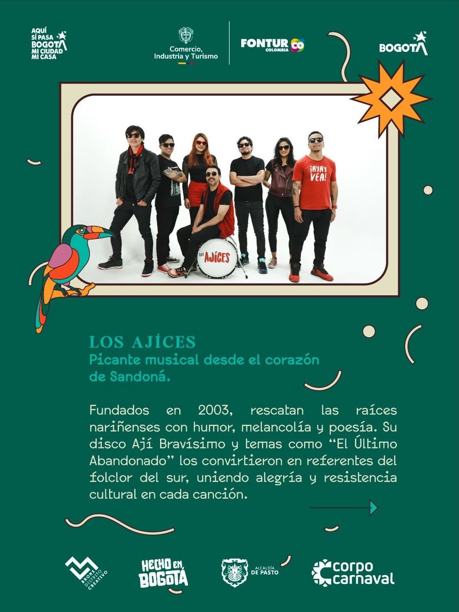 losajices's tweet photo. Vea, estamos felicísimos; Dios mediante, nos vemos en Bogotá este 29 de noviembre 🎸🌶️🪗🎺 Siempre orgullosxs de representar a Sandoná, a Nariño; a Pasto ❤️🎼 https://t.co/C1lZKcJcPY