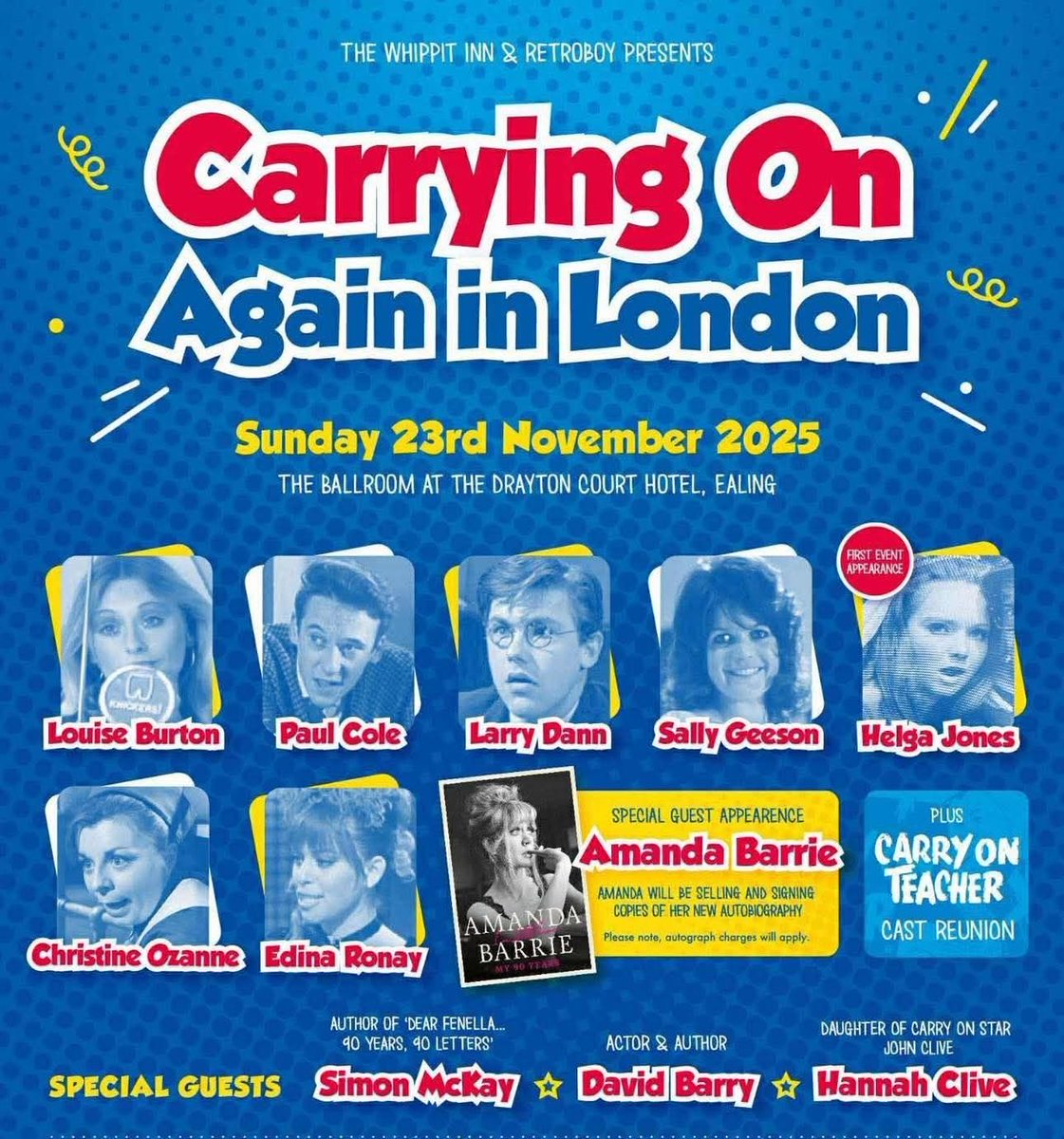 carryontitterin's tweet image. Have a wonderful time to everyone attending this fabulous Carry On event in Ealing tomorrow. Make sure to give this silly account a mention and spread the word! 🤪

Someone ask Christine Ozanne if she remembers filming ChuckleVision, and let me know what she says! 👊
