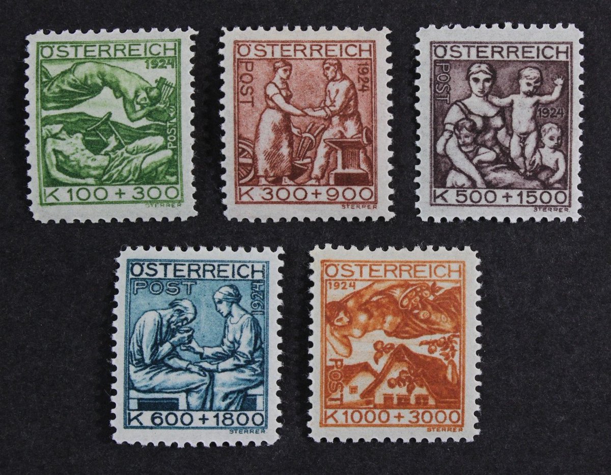 Austria  1924 Scott#B66-B70, MiNr 442/446 #philately #stamps #stampcollecting #briefmarken #timbre #sellos #francobolli #postzegels #classicstamps #philategram