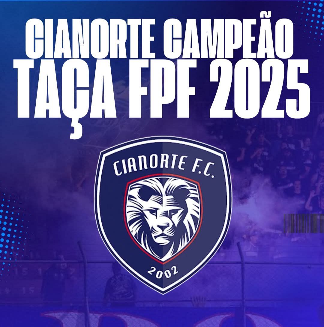 CIANORTE CAMPEÃO DA TAÇA FPF:🏆

Final de jogo no Albino Turbay, o Cianorte é o Campeão da Taça FPF 2025, vence o Azuriz por 4x0 no jogo da volta. Com o resultado, o Leão garante as vagas na Copa do Brasil e na nova competição Taça Sul-Sudeste. Parabéns Cianorte‼️