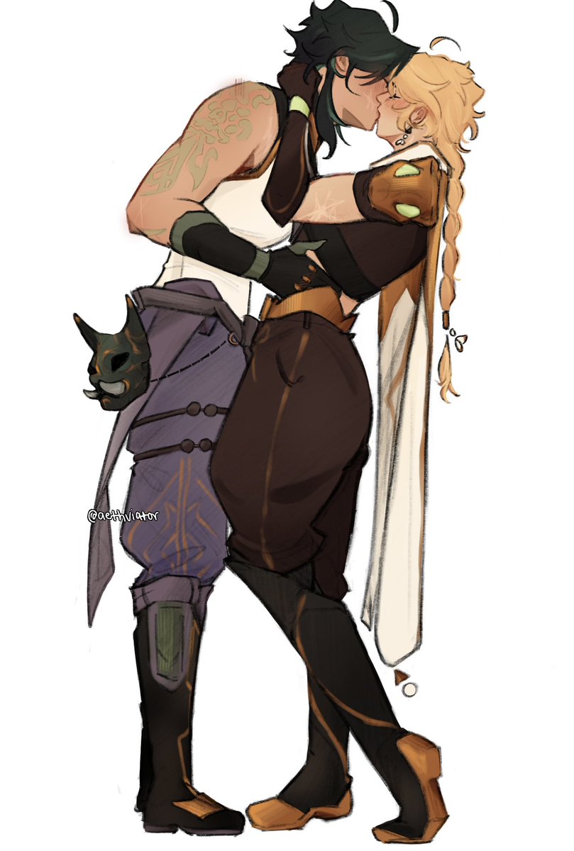 aether bending a knee to make xiao feel tall #xiaother