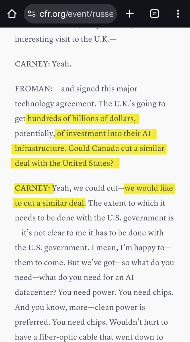 greg_scott84's tweet image. Mark Carney is doing a lot to promote AI datacenters. I&apos;m sure it&apos;s nothing, though...