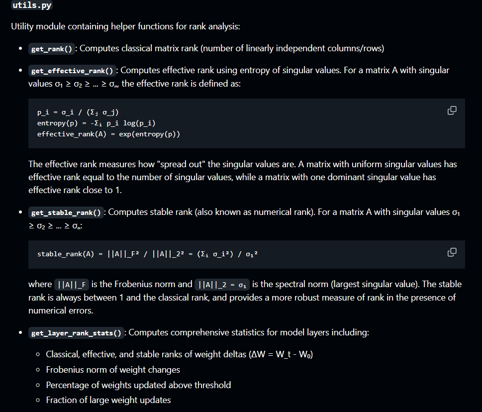 Creative_Math_'s tweet image. The Github repo to recreate the sparse updates paper, and also play around with my stable/effective rank analysis is here: github.com/jibby1729/Spar…