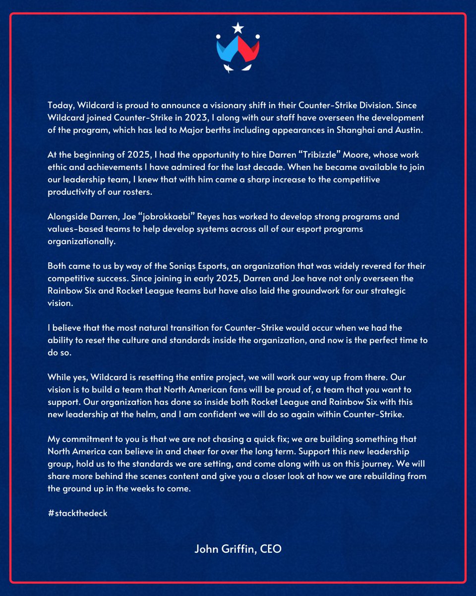 Wildcard_GG's tweet image. The future of Wildcard Counter-Strike

#StackTheDeck♦️