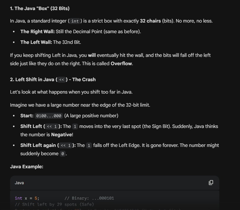 Day 32:
Spent some time today questioning my doubts in Bit Manipulation and worked on solving them 🔍
Instead of moving forward fast, I focused on understanding the why behind each operation.
Clarity &gt; Speed, always.

#Java #DSA #LearnInPublic #CodingJourney
