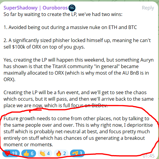 I did not bash shits for days, pretending to be devs in the $TITANX ecosystem. 
Learn from the best of the best and go outside. Stop farting here in the echochamber. Right now, Shadowy is the only one that has a chance... I am still waiting to see something more from the rest of