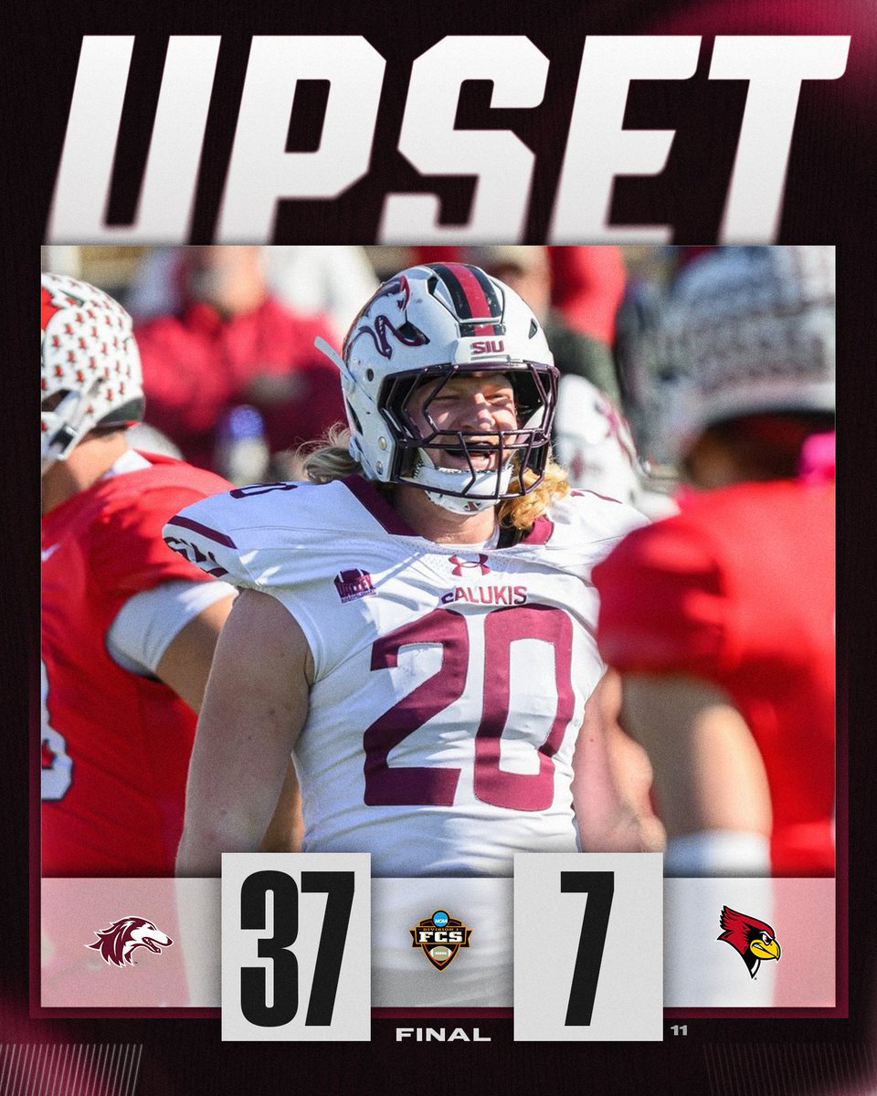HUGE WIN FOR THE SALUKIS ‼️

<a href="/SIU_Football/">Saluki Football</a> upsets No. 11 Illinois State, 37-7.

#FCS