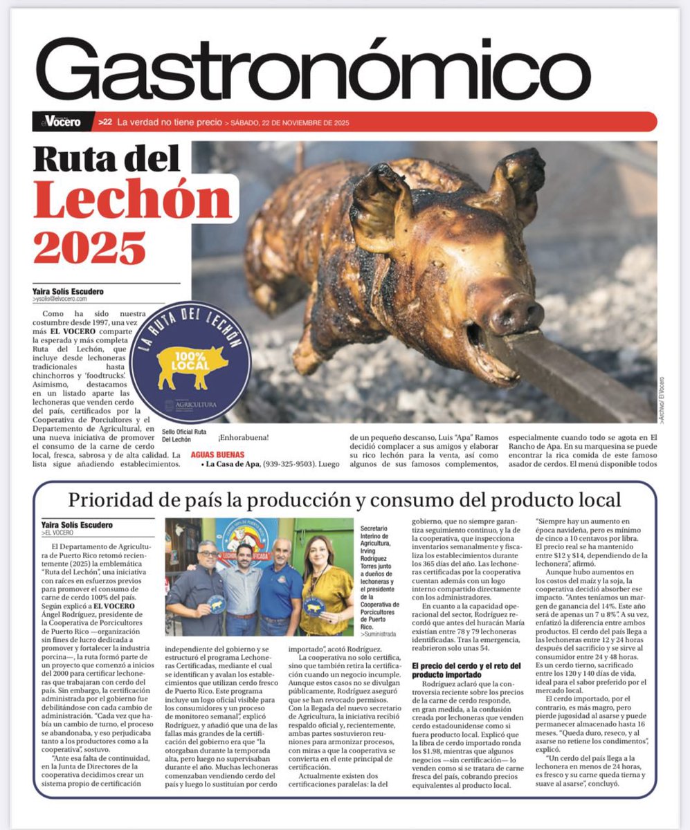 gobiernodepr's tweet image. Puerto Rico celebra la Ruta del Lechón 2025, resaltando el valor de nuestras lechoneras y su carne 100% local. Reconocemos a los comerciantes que preservan esta tradición que impulsa la economía y el turismo interno. ¡Gracias por elevar el sabor y el orgullo boricua!