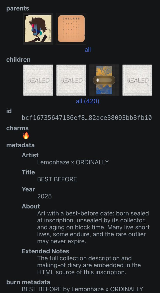 Ordinals10K's tweet image. You can think of the collection description as something aesthetic, perhaps even part of the artwork itsef (ex: the description of my collection &quot;Gentlemen&quot;) whereas &quot;Extended Notes&quot;  or &quot;Additional Note&quot; is a place to include more technical/valuable info that may not exactly fit…