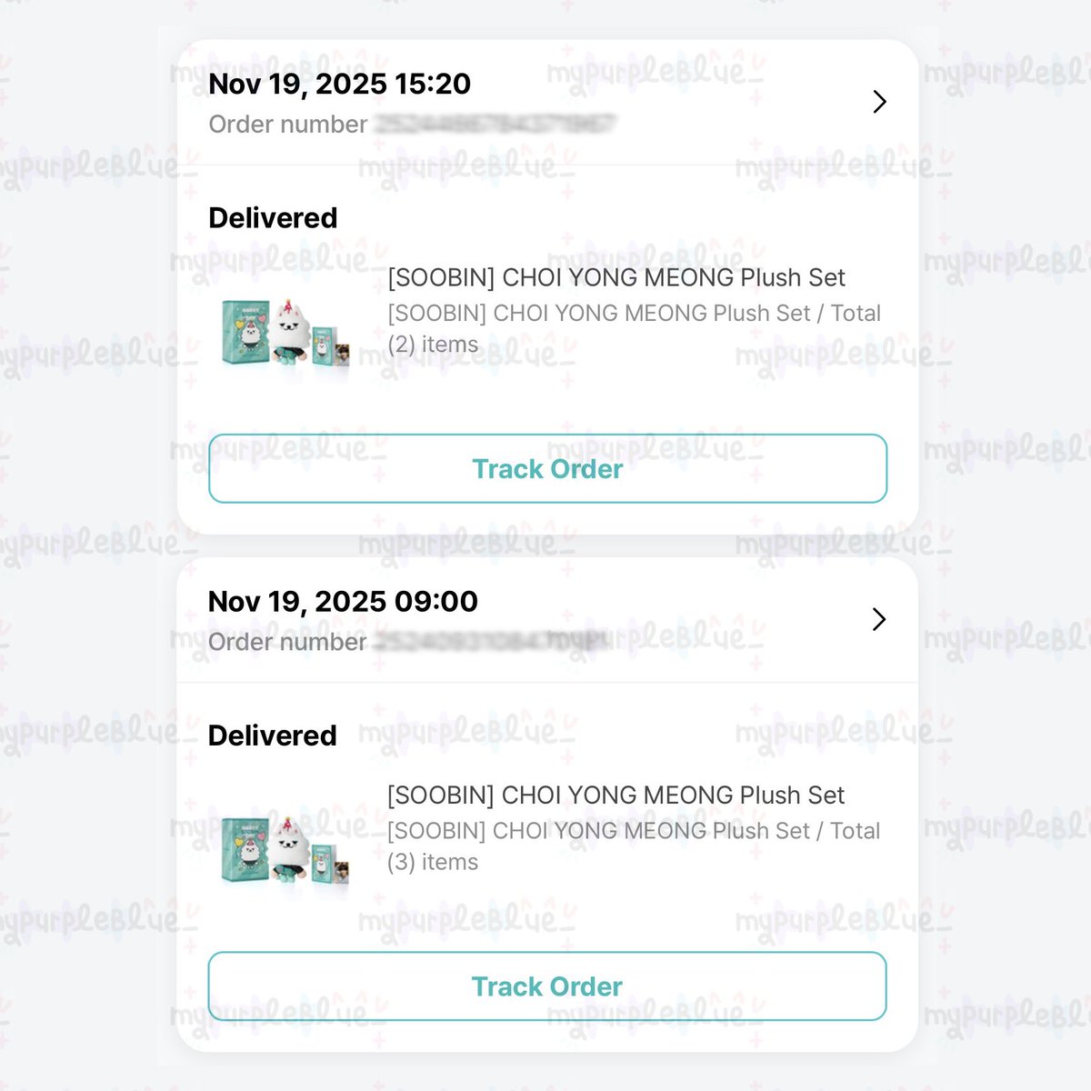 KlearKrong's tweet image. หลักฐานการกด / Update ; TXT

• Soobin : Choi Yong Meong Plush
- ตอนนี้น้องถึงทางชิปปิ้งครบแล้วนะคะ เดี๋ยวถ้าได้รอบส่งกลับแล้ว เค้าจะมาแจ้งอีกครั้งค่า

 #purpleblue_update