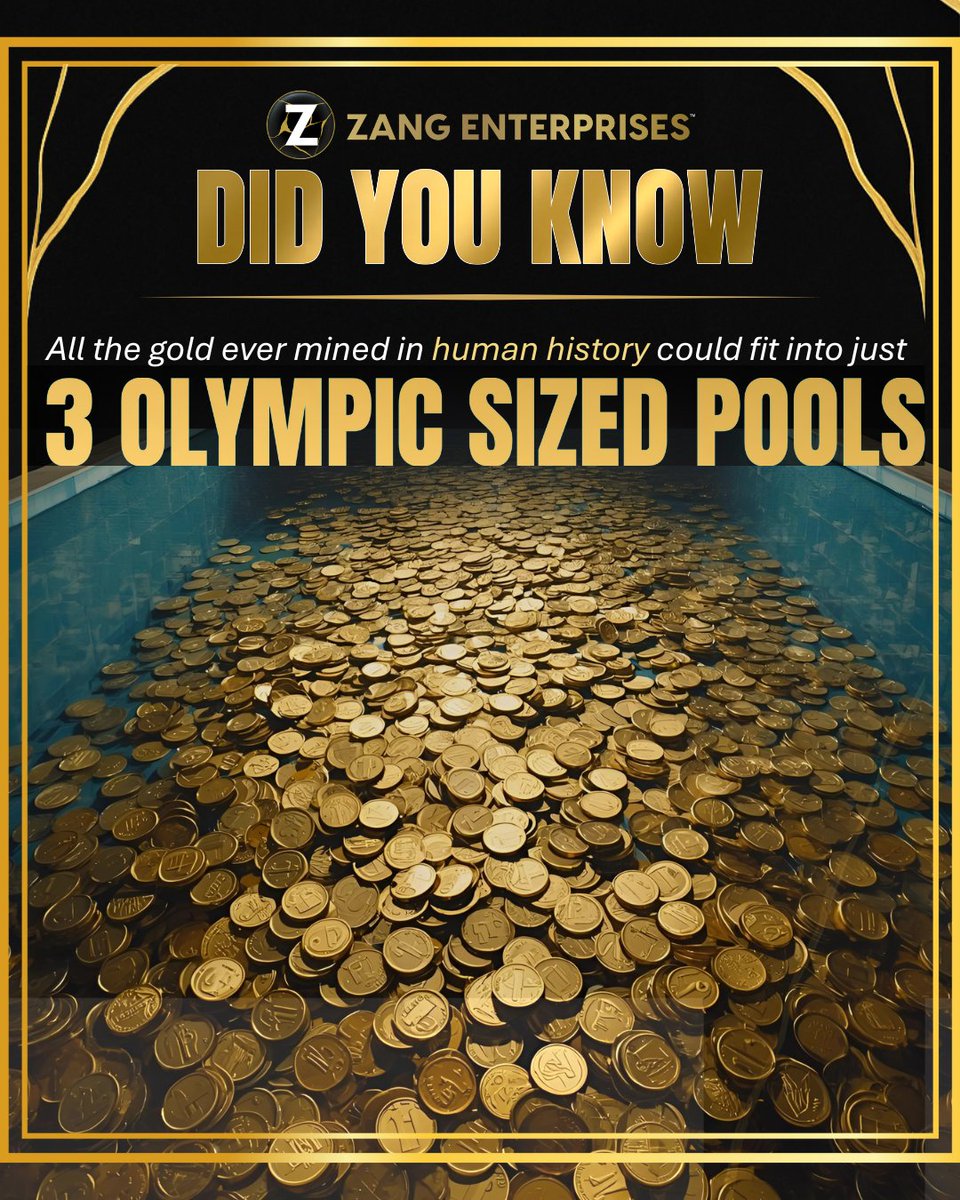 TheLynetteZang's tweet image. Every ounce of gold ever mined could fit into just three Olympic pools.

Real value is rare. 🔍

#Investingtips #WealthProtection #Investing #ZangEnterprises #SoundMoney #goldandsilver #FinancialFreedom #Economics #Funfact