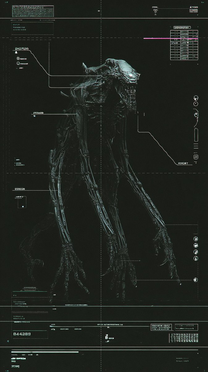 TipTopToad's tweet image. a hyper technological xenomorph slender and segmented