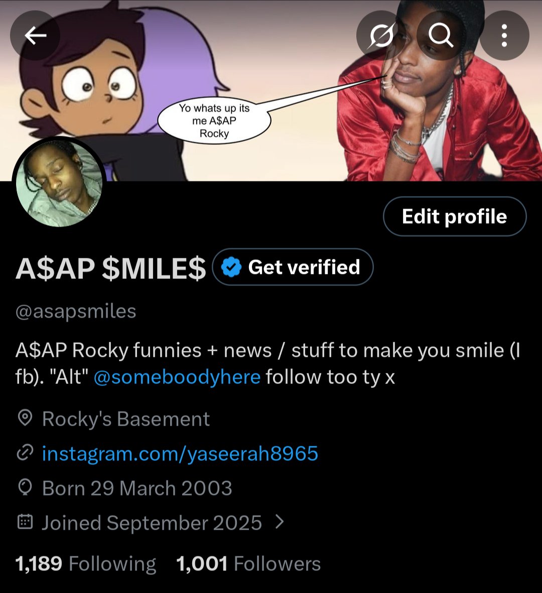 asapsmiles's tweet photo. WE DID IT🔥🔥🔥

Only 2 months ago this started w me doing low quality shitposts, and 1000 followers later not much has really changed. But y'all seem to love as much as I do so I love y'all too 🫶

Will be doing an oomf thanking post and maybe a topster too who knows?
TY AGAIN🙏 https://t.co/IaMRKwp1NB