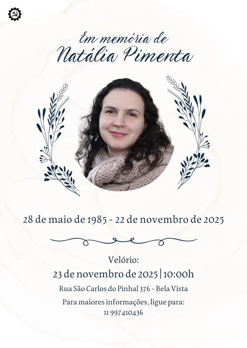 artedaguerracnl's tweet image. Informações sobre o velório da Natália Pimenta