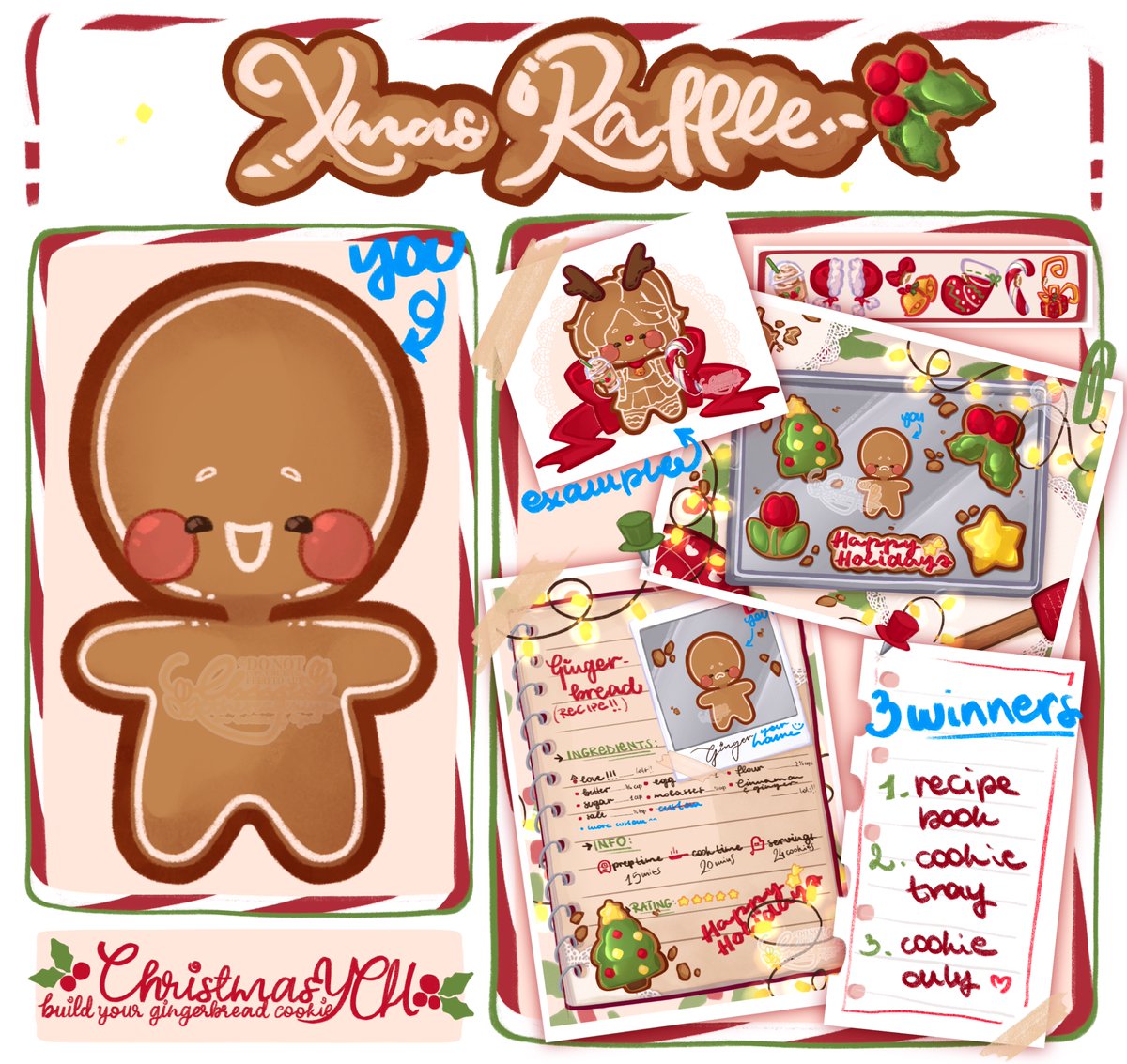 ✨🎄DROP YOUR PNGs, it’s RAFFLE TIME!!🎀✨

3 winners will receive a cute Christmas cookie-fied version of themselves!🍪

⋆ ˚｡⋆୨୧˚Rules:
・must ♡  +  ⟳ + comment your OC
・follow appreciated, but only if you're going to stay after
・ends nov25th

#artraffle #artgiveaway #ych
