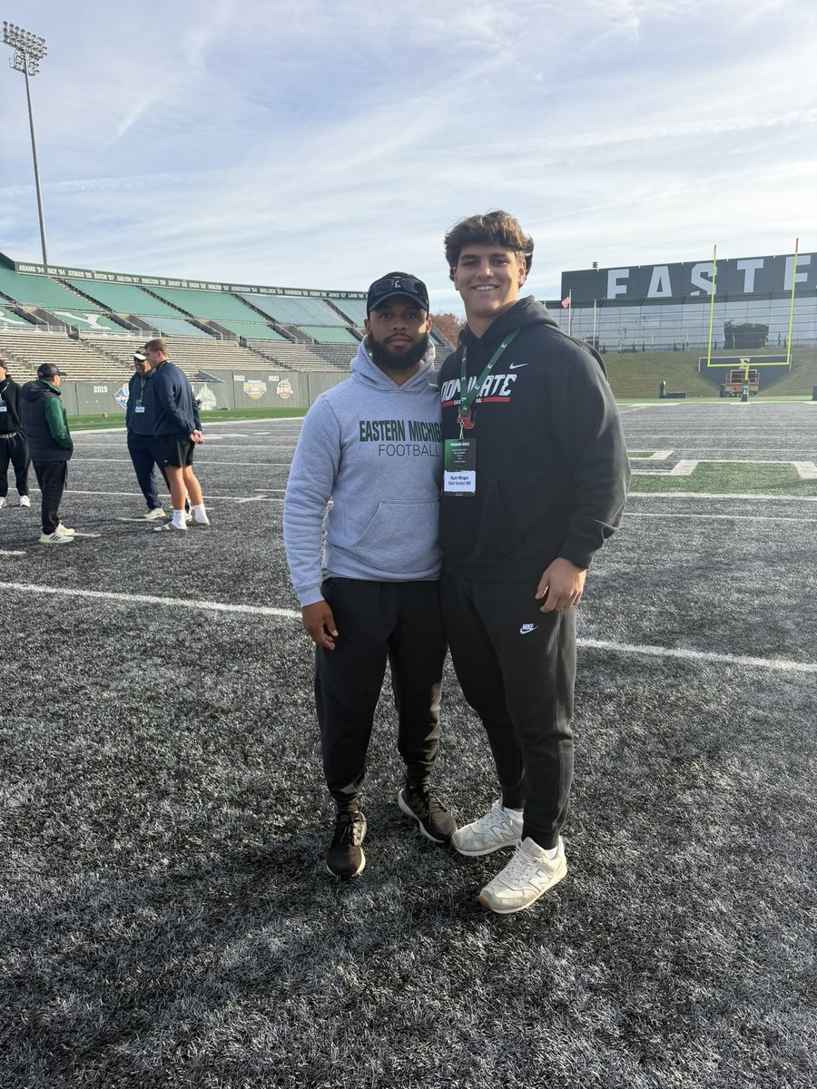 Had a great time at <a href="/EMUFB/">Eastern Michigan Football</a> today! I loved the hospitality of the guys. I’m looking forward to talking to <a href="/CoachIReed/">Issac Reed</a> again! 🟢🦅
<a href="/EMUFBRecruiting/">EMU Football Recruiting</a> <a href="/Coach_Creighton/">Chris Creighton</a> <a href="/btroher14/">Bryce Troher</a> <a href="/CoachBenNeedham/">Ben Needham</a> <a href="/M__Piatkowski/">COACH PIKE</a> <a href="/Coach_Collett/">Jeffrey Collett</a>