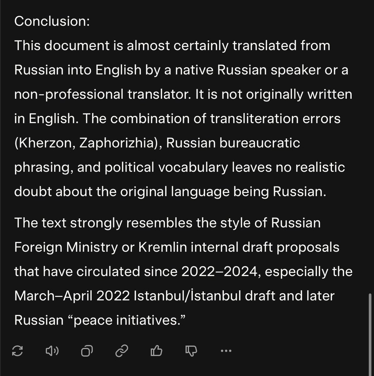Area5114330278's tweet image. The 🚨&quot;Peace-Deal&quot;🚨...  copied and pasted in Russia. #GrokAI so: