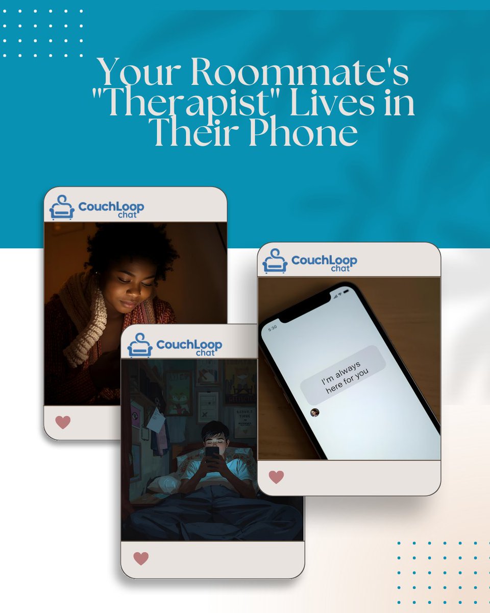 CouchLoop's tweet image. Your roommate’s “therapist” lives in their phone. Let’s make late-night support safe, ethical, and evidence-based. CouchLoop meets people where they are, and guides them back to calm. 🌙
#AIWellness #DigitalWellness #MentalHealth