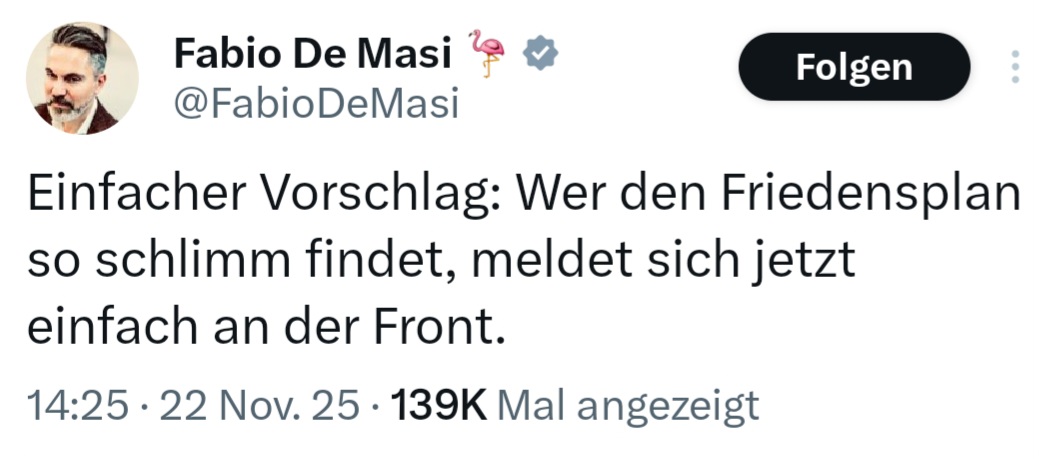 Jetzt ist er endgültig auf dem Argumentationsniveau der St. Petersburger Trollfabriken angekommen...