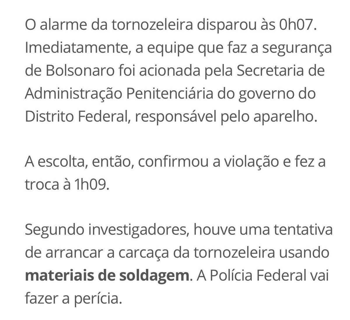 meu irmão em Cristo, o Bolsonaro tentou arrancar a tornozeleira eletrônica a força e a equipe que monitora preso nestas condições foi acionada.

e tu aí dizendo que o Jair foi pra cadeia porque queriam rezar por ele HAHA