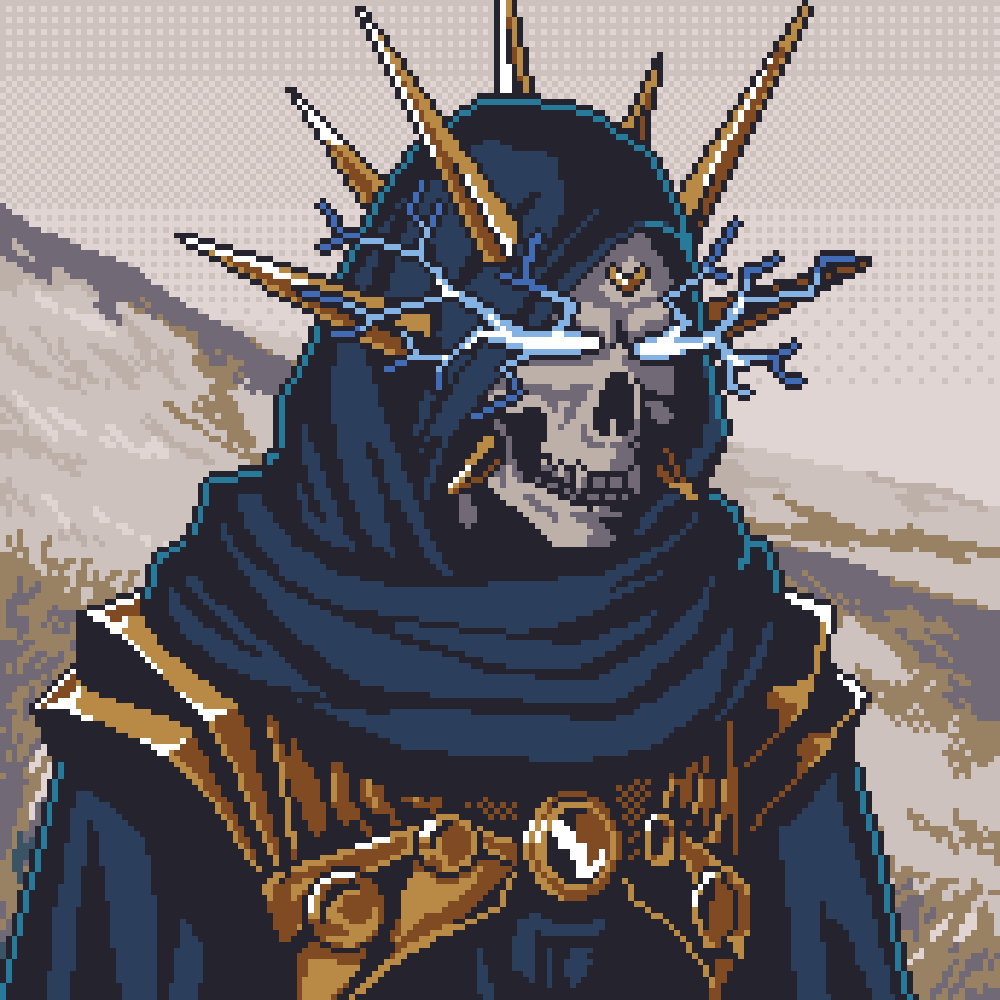 YokaiSyndicate's tweet image. Some clans chased power
Others chased fear
But one clan worshiped madness itself

From the deepest tunnels rose an Elder with an undying skull and eyes full of fractured thoughts

This 1/1 goes to @itzzKatz, the strangest mind in our community and a true schizo-degen