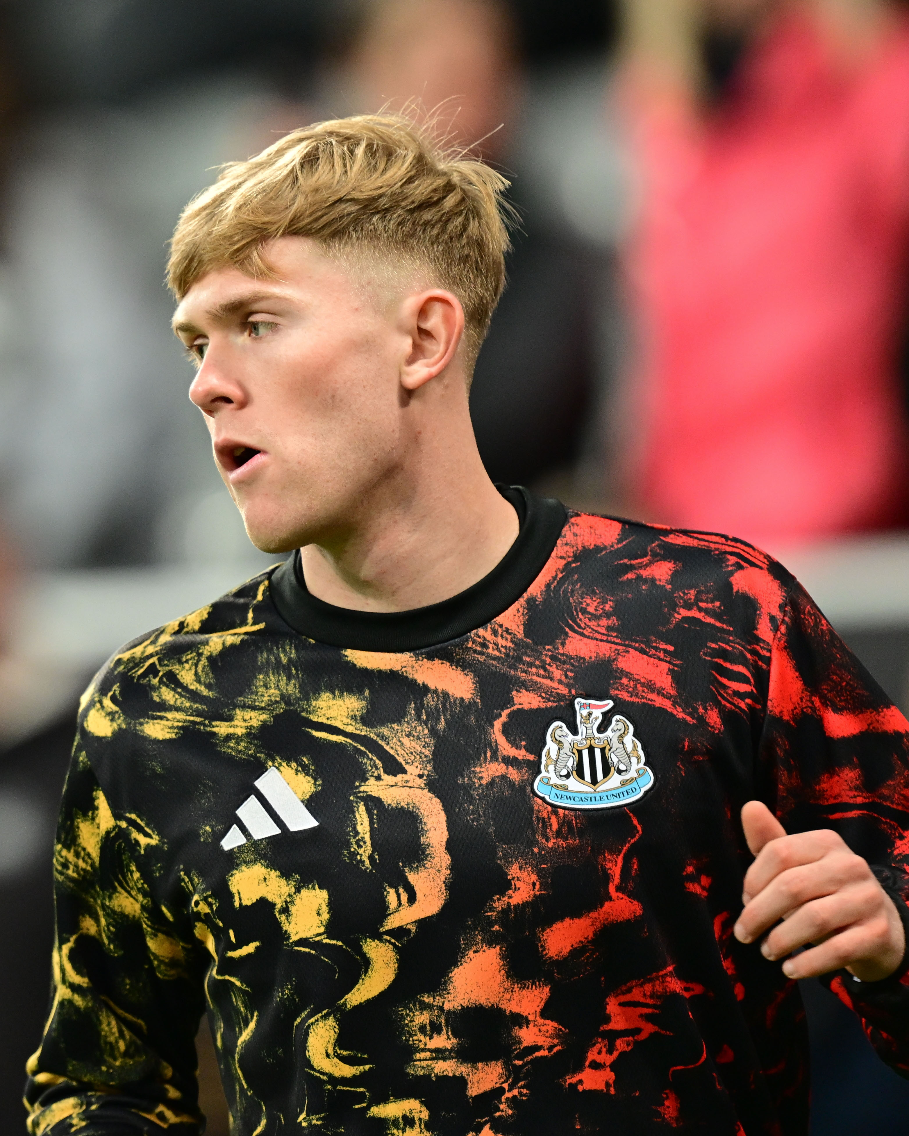 Lewis Hall warming up ahead of Man City clash