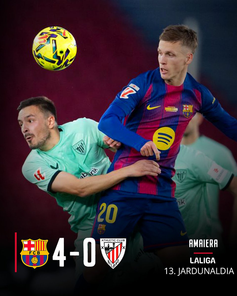 athletic_eus's tweet image. 🔚 𝗔𝗠𝗔𝗜𝗘𝗥𝗔

Athleticek galdu egin du Spotify Camp Nou zelaian.

#BarçaAthletic #AthleticClub 🦁