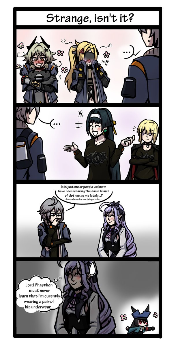 Zenless Zone Zero 4koma #12
Commission for <a href="/pugsbone/">Pugsbone</a> 

sequel of 4koma #11
While Wise keeps being dense af, Nicole could only afford a sock. Not a pair. Just one sock.

 [ZZZ] [ZenlessZoneZero]